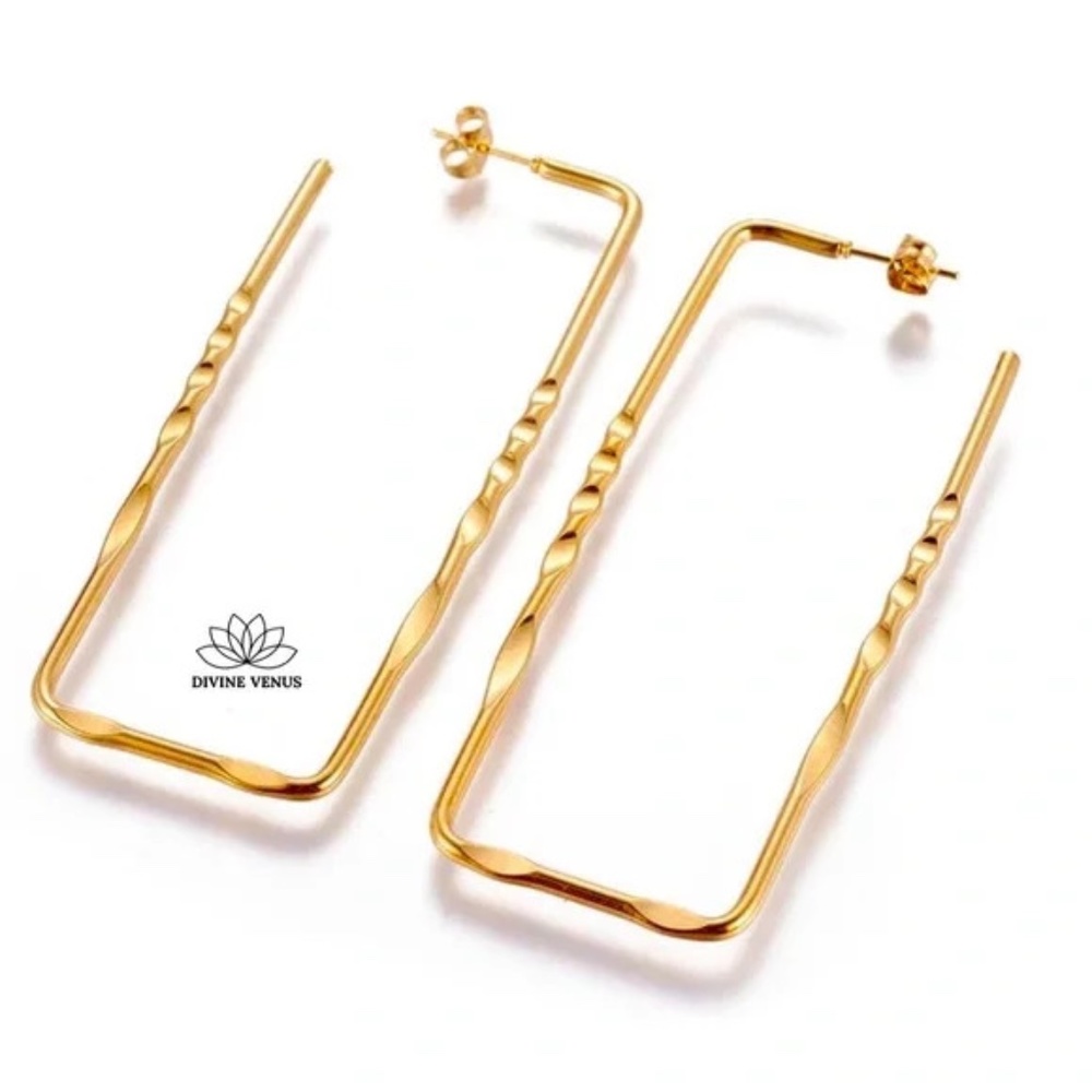 Rectangular Stud Earrings | Gold Plated Stainless Steel